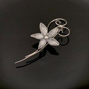 Flower Floral Brooch Pin Bernhard Meldahl Norway 830 Silver Vintage J554